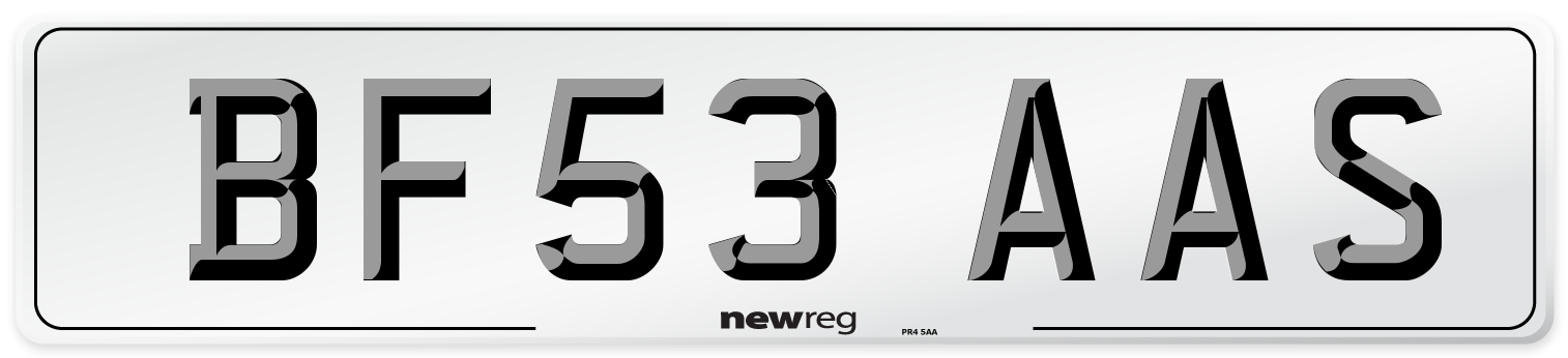 BF53 AAS Number Plate from New Reg